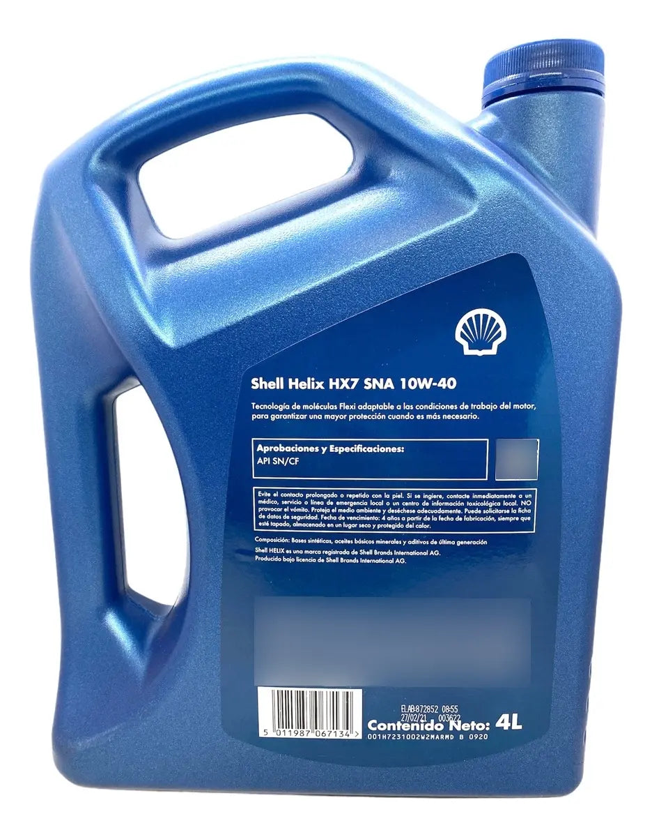 Bidón de aceite Shell Helix Hx7 10W-40 4L