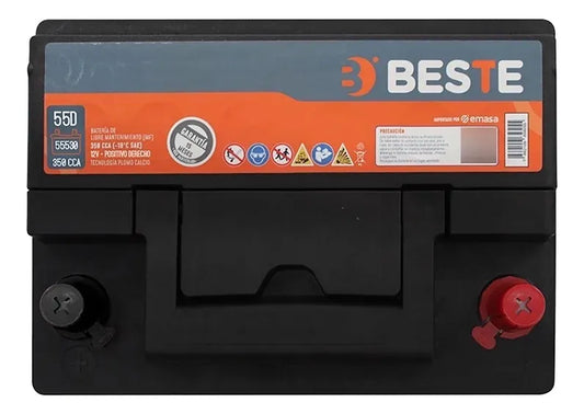 Batería Beste 55 Amperes -+ 350cca Libre Mantenimiento