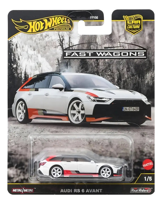 Hot Wheels Premium Fast Wagon Audi Rs 6 Avant 1/5 Blanco