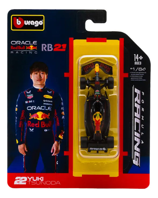 Auto Burago Oracle Redbull Rb21 2025 Escala 1:64 Tsunoda #22 Azul Oscuro